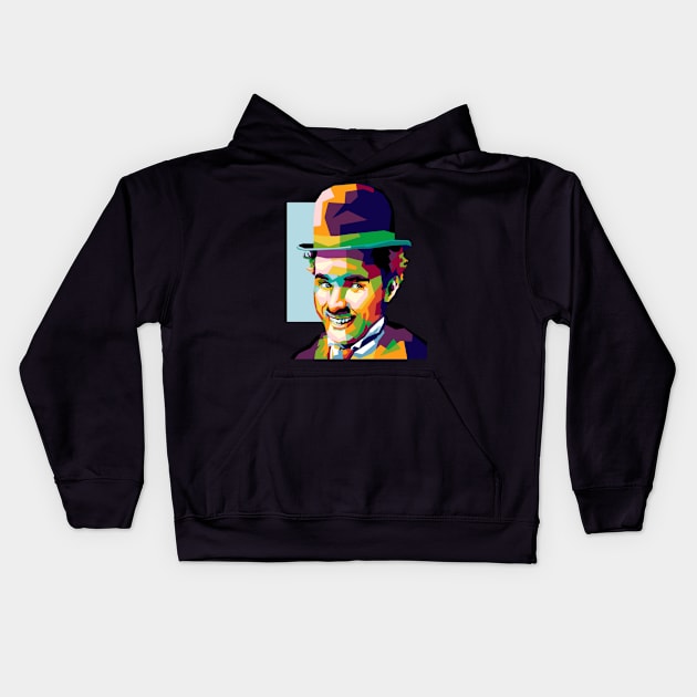 Funny Man In Wpap Art Kids Hoodie by animaperio pixel retro